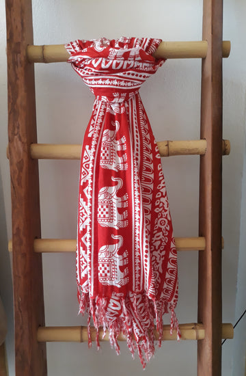 Sarong Indi red and white