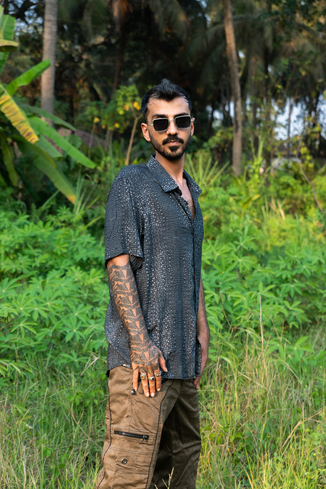 Close-up of bamboo breathable summer shirt showing soft fabric with buttons