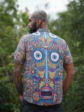 Cosmic Drishti pánska bambusová košeľa s farebnou psychedelickou potlačou zo zadnej strany