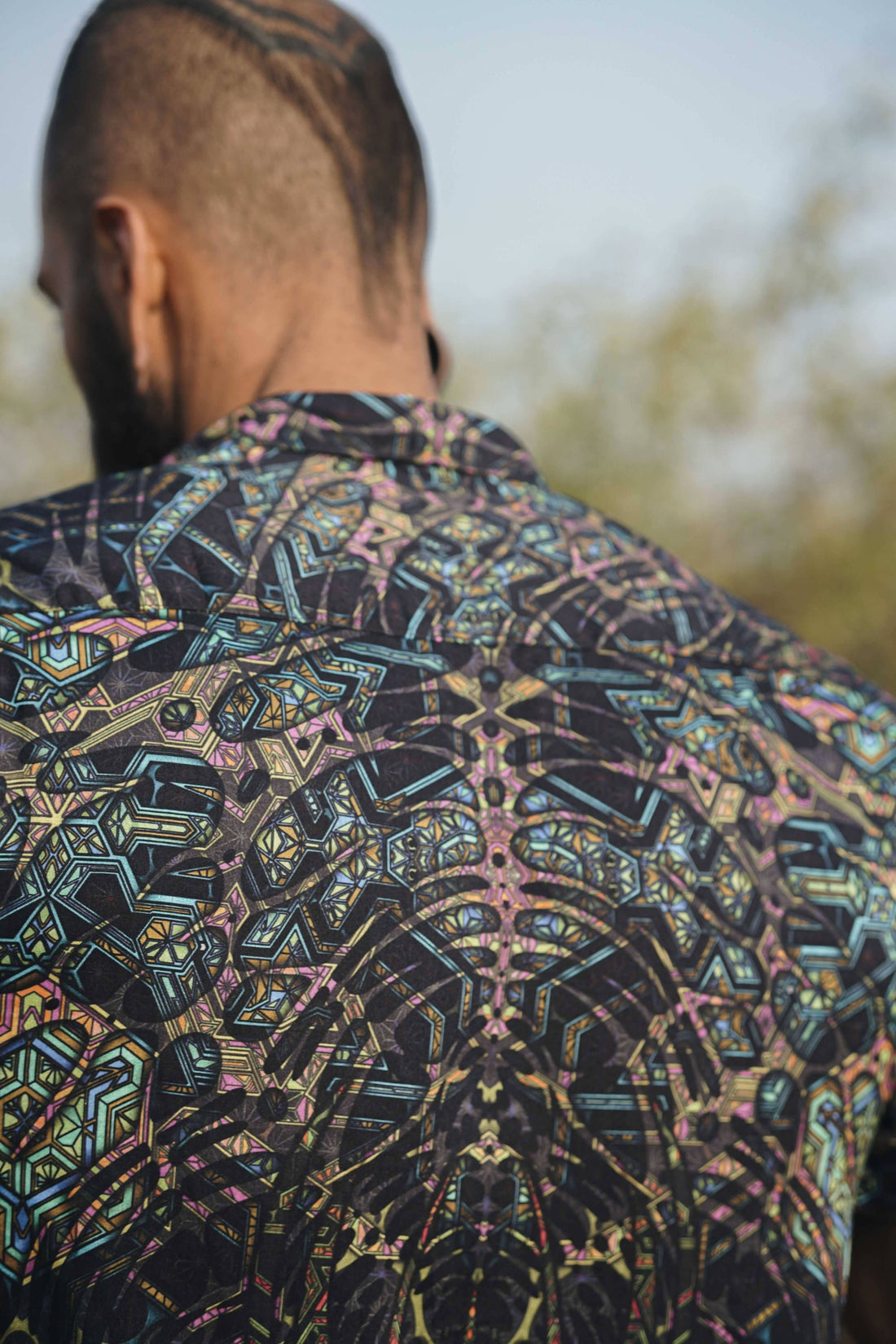 MIND FLARE | Men’s Bamboo Short Sleeve Shirt | Psychedelic Glitch Print