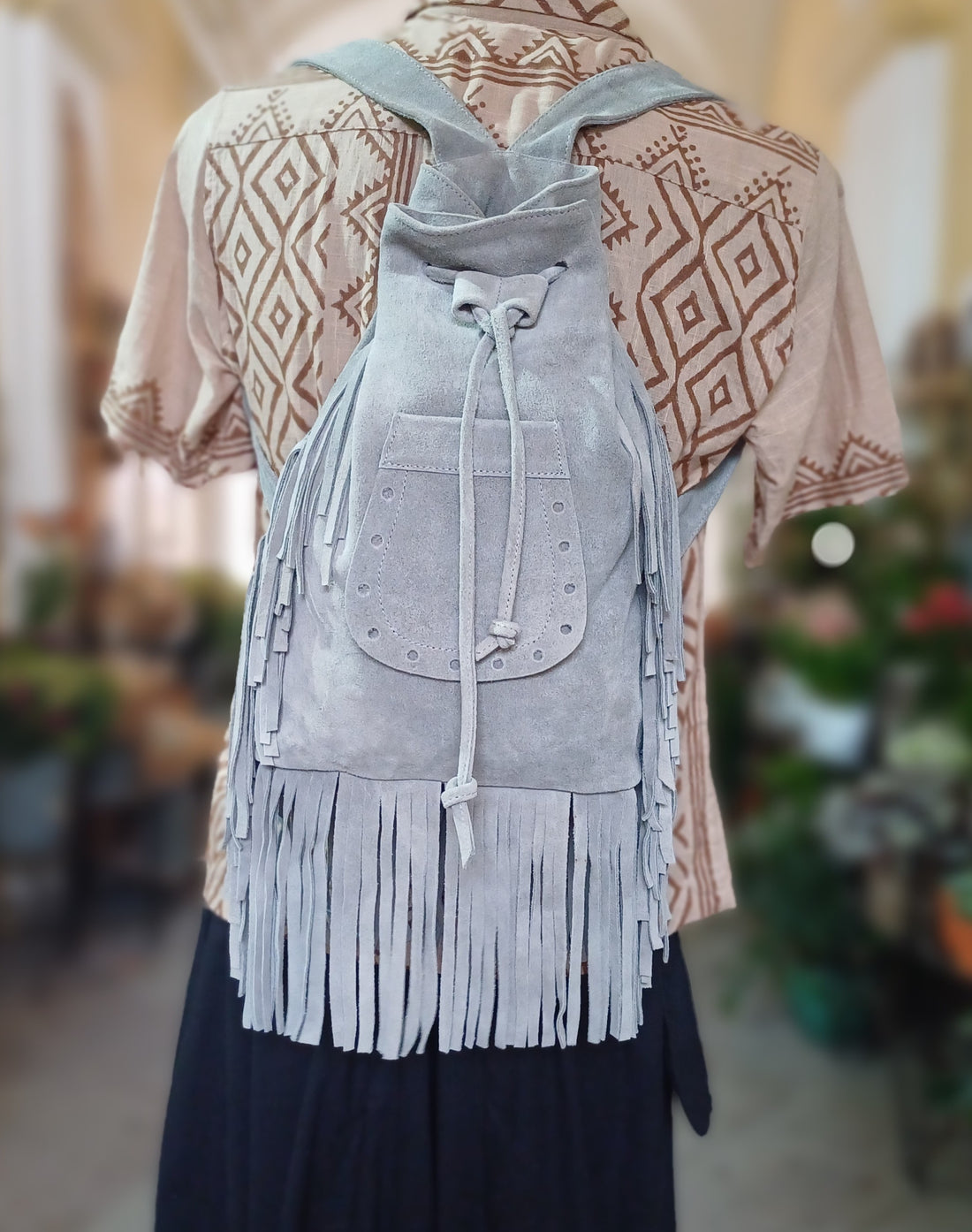 Kožený ruksak Bohemian sivý