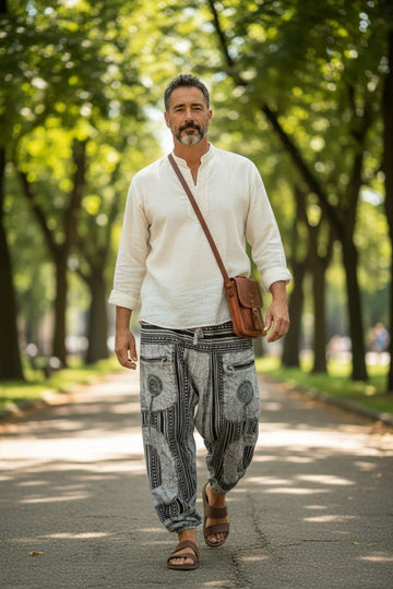 Nohavice z tkanej bavlny Zoran sivé unisex