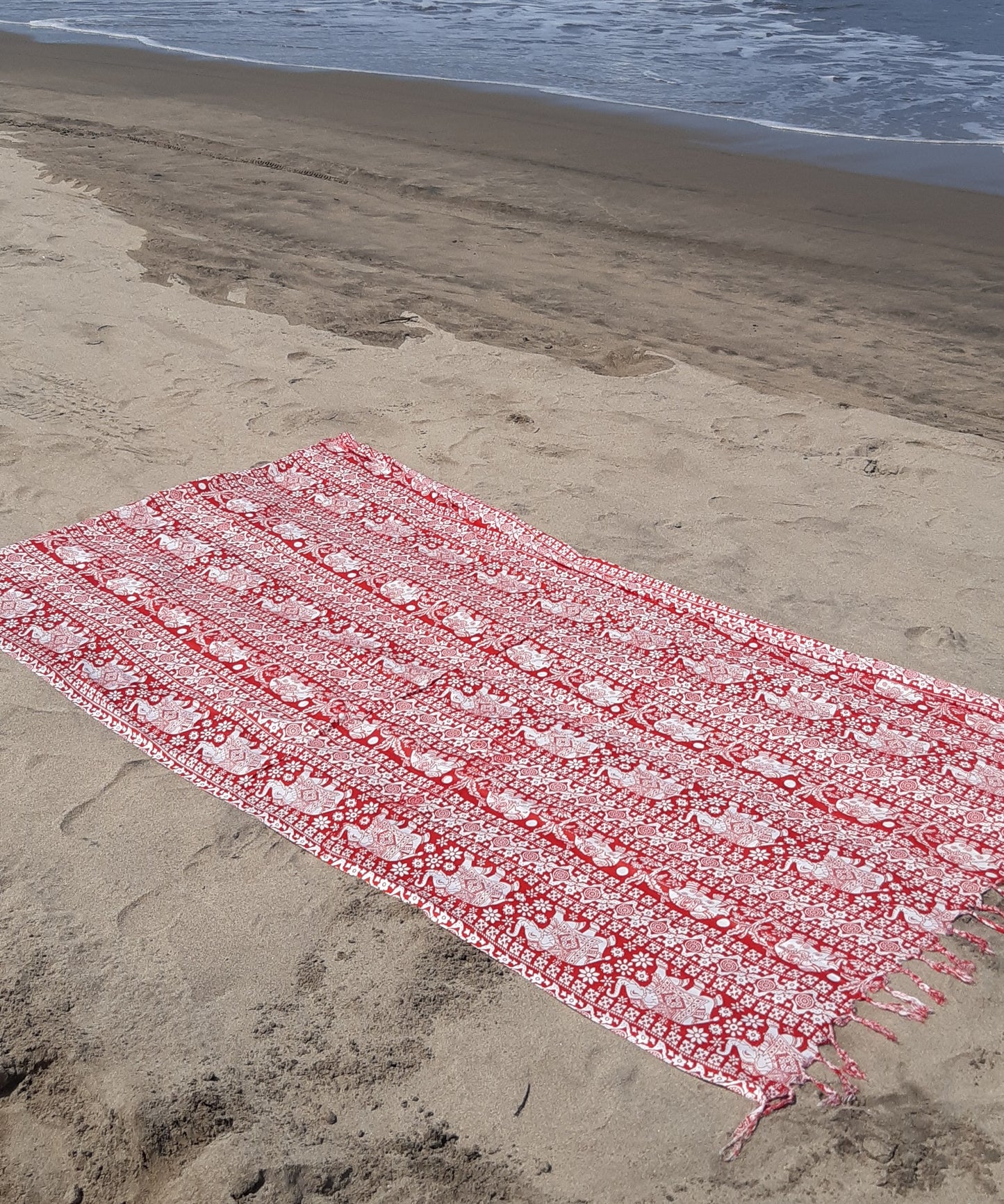 Red sarong with print