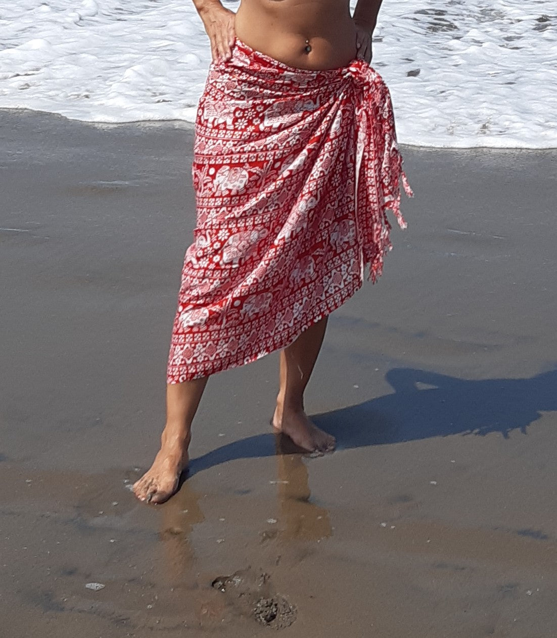 Red sarong with print