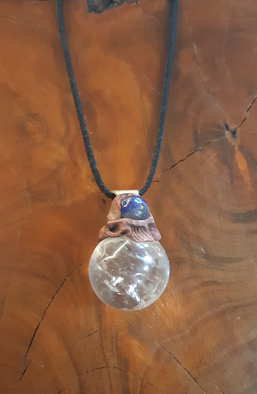 Pendant Crystal and lapis lazuli 053