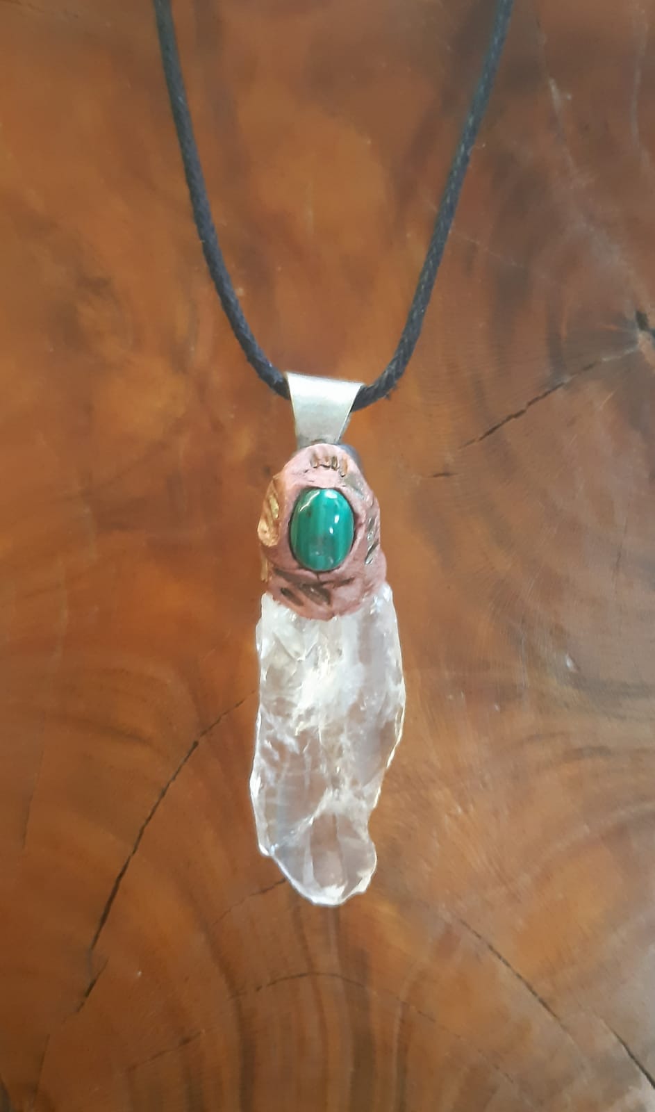 Crystal and turquoise pendant 069