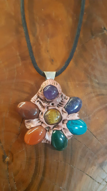 Chakra flower pendant 024