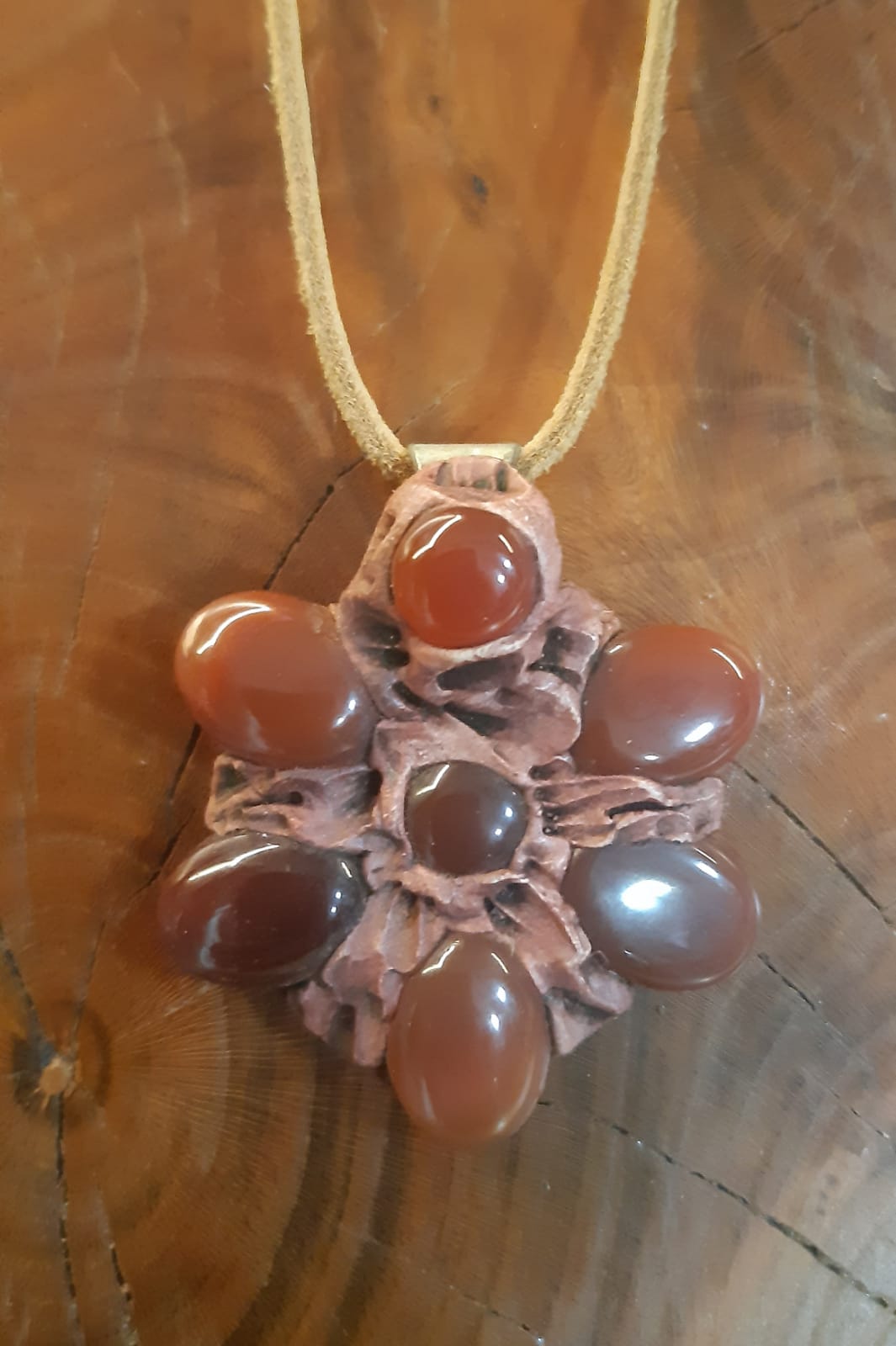 Pendant Jasper flower 038