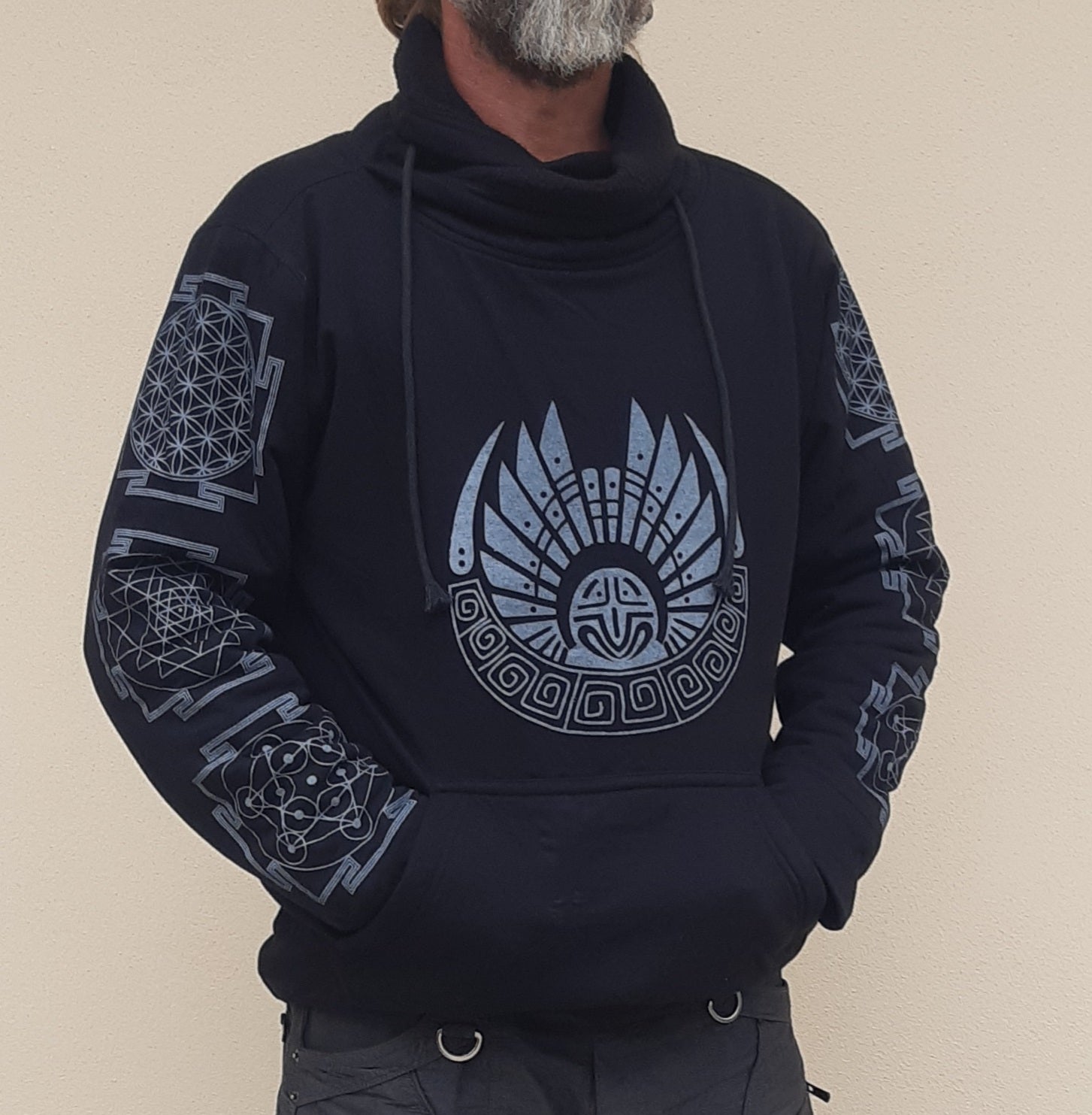 Vision black unisex insulated sweatshirt with digital print